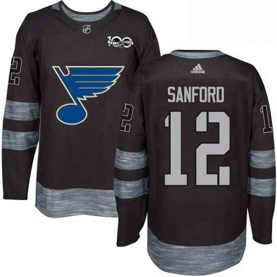 Mens Adidas St Louis Blues #12 Zach Sanford Authentic Black 1917 2017 100th Anniversary NHL Jersey