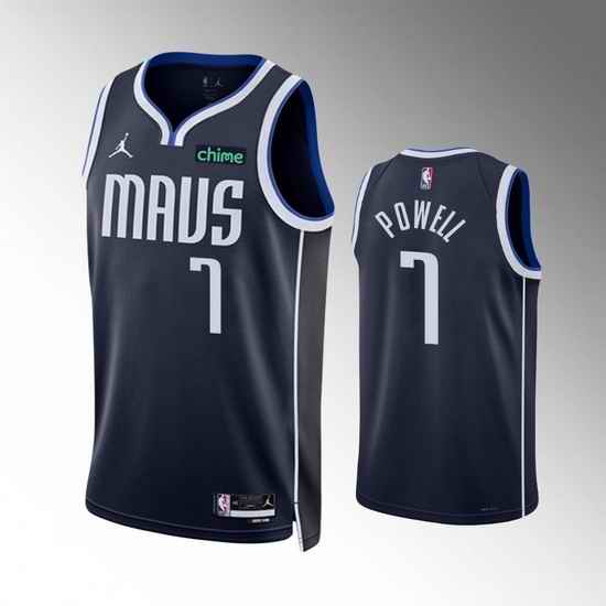 Men Dallas Mavericks #7 Dwight Powell Navy Statement Edition Stitched Basketball Jersey