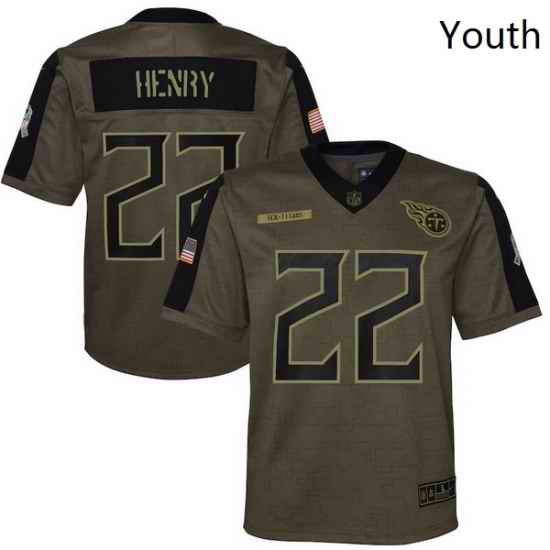 Youth Tennessee Titans Derrick Henry Nike Olive 2021 Salute To Service Game Jersey