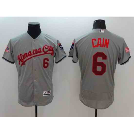 Men Kansas City Royals #6 Cain Grey Elite 2022 MLB Jersey