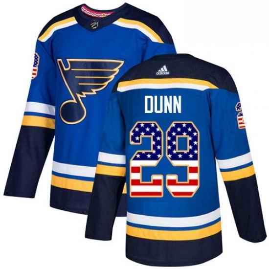 Mens Adidas St Louis Blues #29 Vince Dunn Authentic Blue USA Flag Fashion NHL Jersey