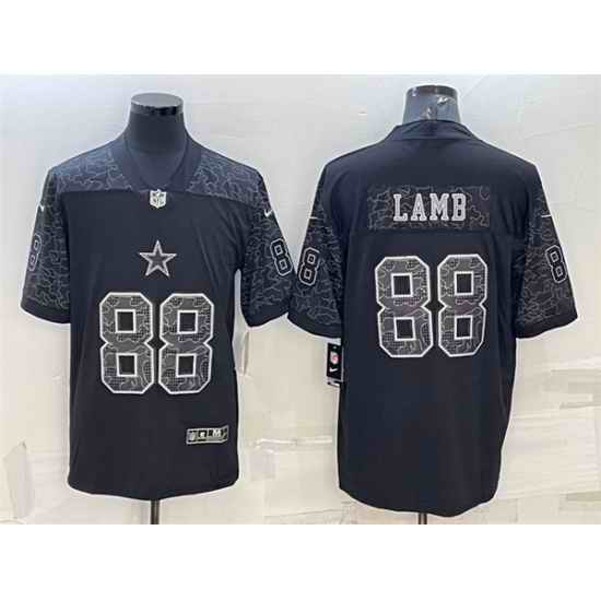 Men Dallas Cowboys #88 CeeDee Lamb Black Reflective Limited Stitched Football Jersey