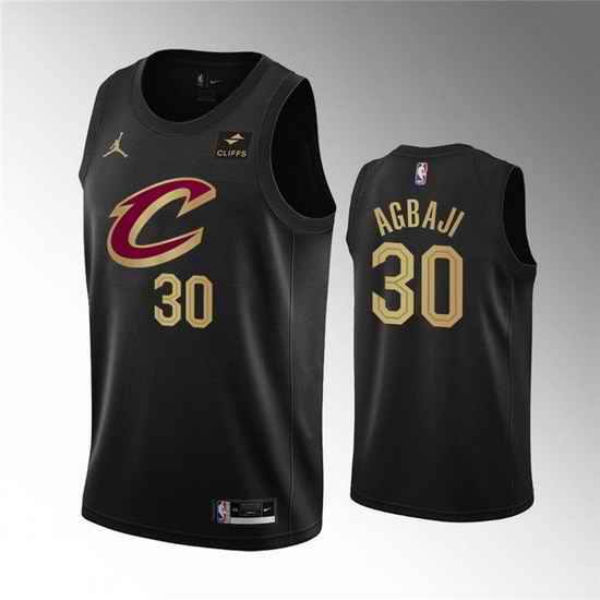 Men Cleveland Cavaliers #30 Ochai Agbaji Black Statement Edition Stitched Basketball Jersey