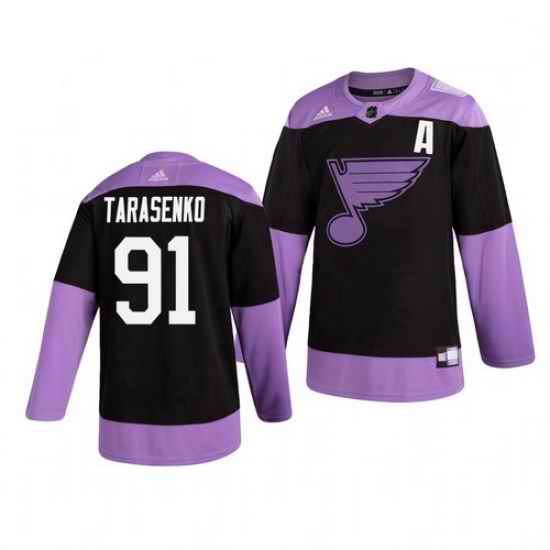 Blues #91 Vladimir Tarasenko Black Purple Hockey Fights Cancer Adidas Jersey