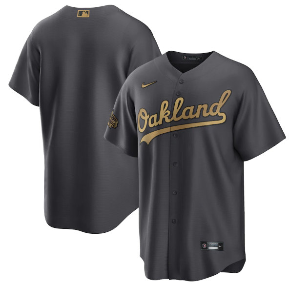 Men's Oakland Athletics Blank Charcoal 2022 All-Star Cool Base Stitched Baseball Jersey->oakland athletics->MLB Jersey