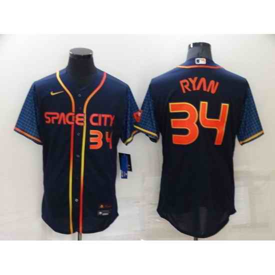 Men Houston Astros #34 Nolan Ryan 2022 Navy City Connect Flex Base Stitched Baseball Jerse