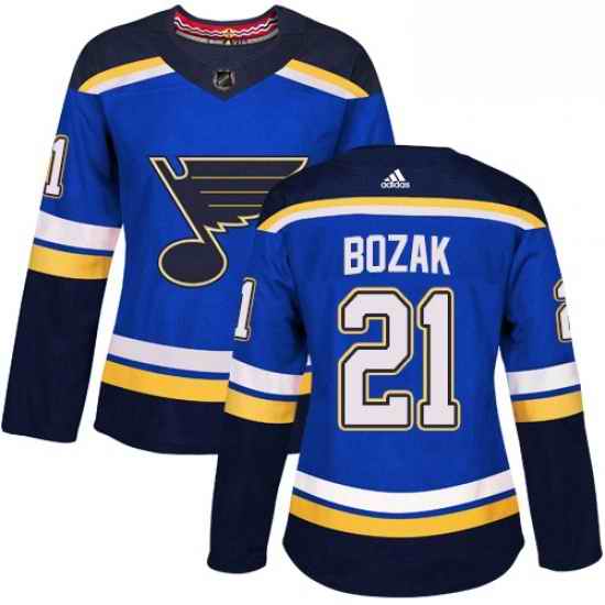Womens Adidas St Louis Blues #21 Tyler Bozak Authentic Royal Blue Home NHL Jersey