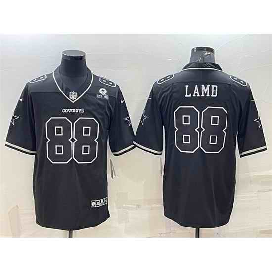 Men Dallas Cowboys #88 CeeDee Lamb Black With 1960 Patch Limited Stitched Football Jersey