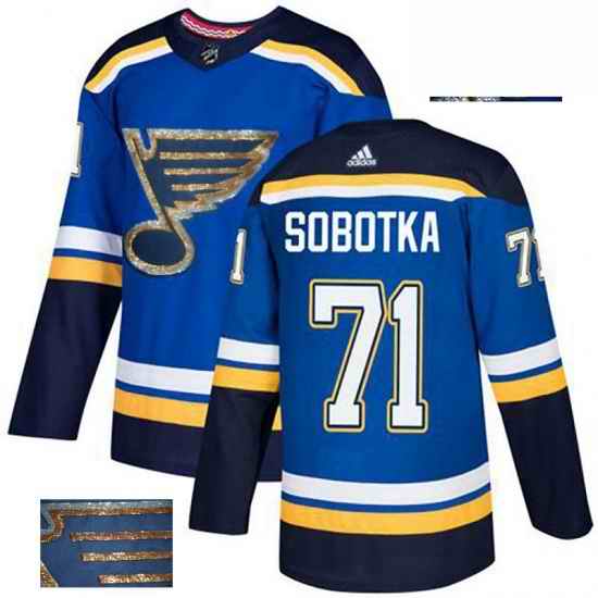 Mens Adidas St Louis Blues #71 Vladimir Sobotka Authentic Royal Blue Fashion Gold NHL Jersey