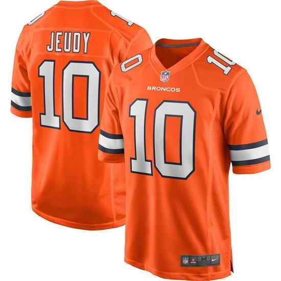 Men Denver Broncos #10 Jerry Jeudy Orange Game Stitched Jersey