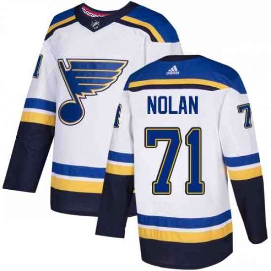 Mens Adidas St Louis Blues #71 Jordan Nolan Authentic White Away NHL Jersey