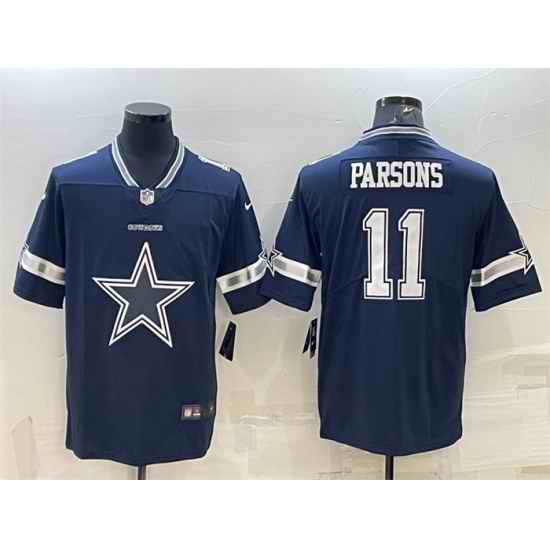 Men Dallas Cowboys #11 Micah Parsons Navy Team Big Logo Limited Stitched Jersey