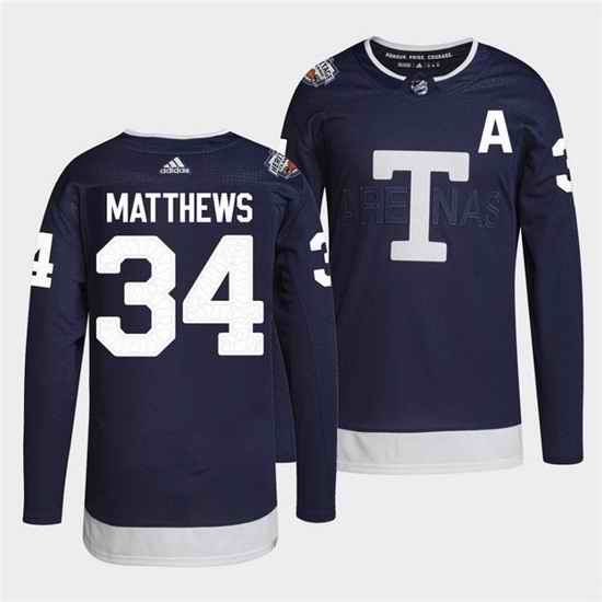 Men Toronto Maple Leafs #34 Auston Matthews 2022 Heritage Classic Navy Stitched jersey
