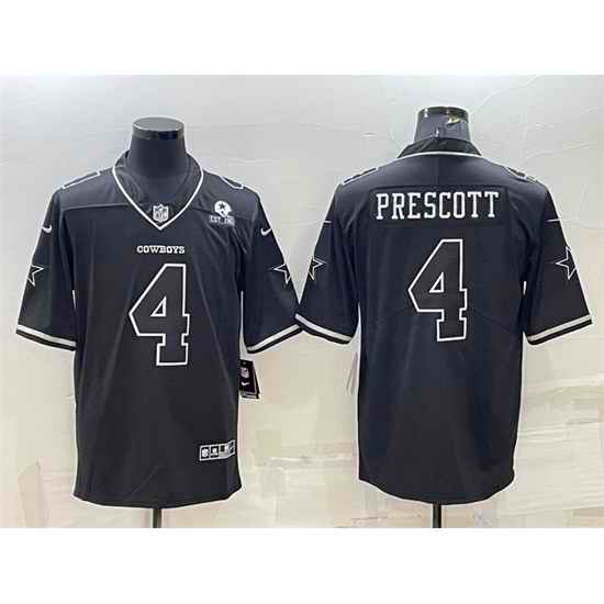 Men Dallas Cowboys #4 Dak Prescott Black With 1960 Patch Limited Stitched Football Jersey