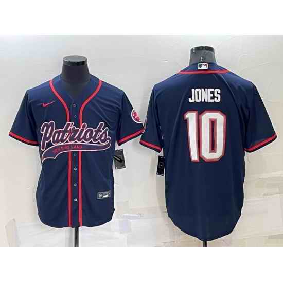 Men New England Patriots #10 Mac Jones Navy Cool Base Stitched Baseball Jersey