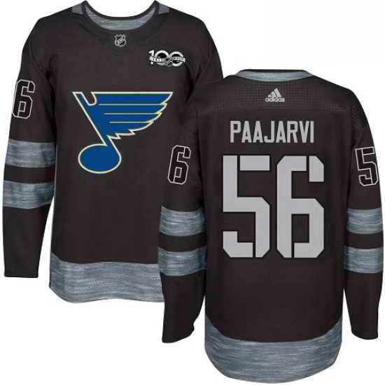Mens Adidas St Louis Blues #56 Magnus Paajarvi Authentic Black 1917 2017 100th Anniversary NHL Jersey