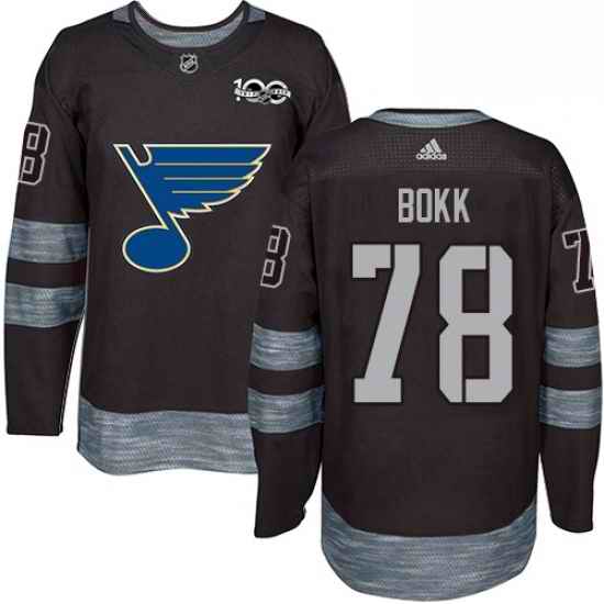 Mens Adidas St Louis Blues #78 Dominik Bokk Authentic Black 1917 2017 100th Anniversary NHL Jersey