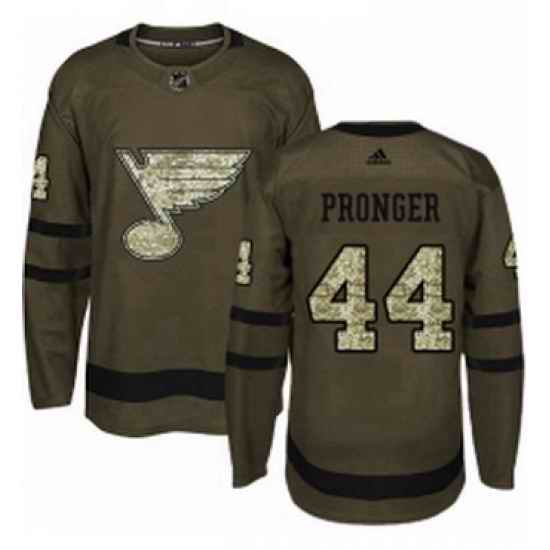 Mens Adidas St Louis Blues #44 Chris Pronger Premier Green Salute to Service NHL Jersey