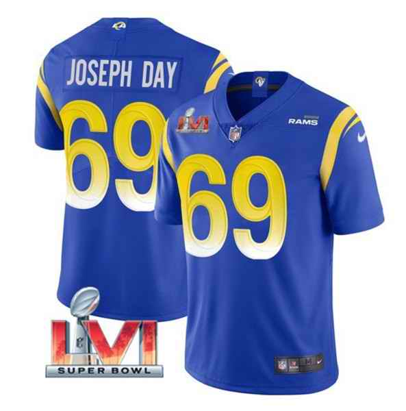 Nike Rams #69 Sebastian Joseph Day Royal 2022 Super Bowl LVI Vapor Limited Jersey