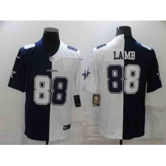 Men Nike Dallas Cowboys #88 CeeDee Lamb Blue White Split Limited Jersey