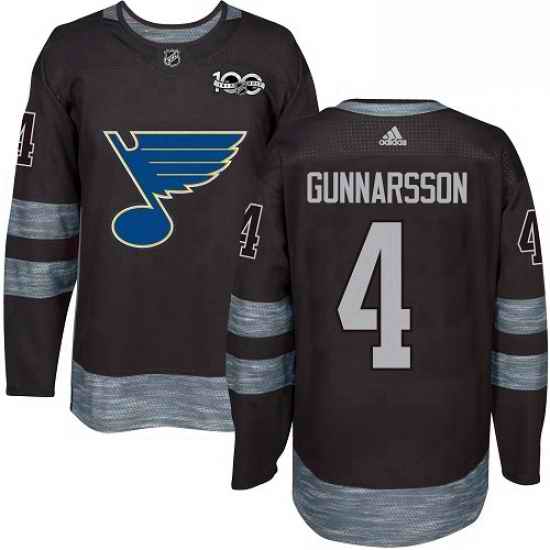 Mens Adidas St Louis Blues #4 Carl Gunnarsson Authentic Black 1917 2017 100th Anniversary NHL Jersey