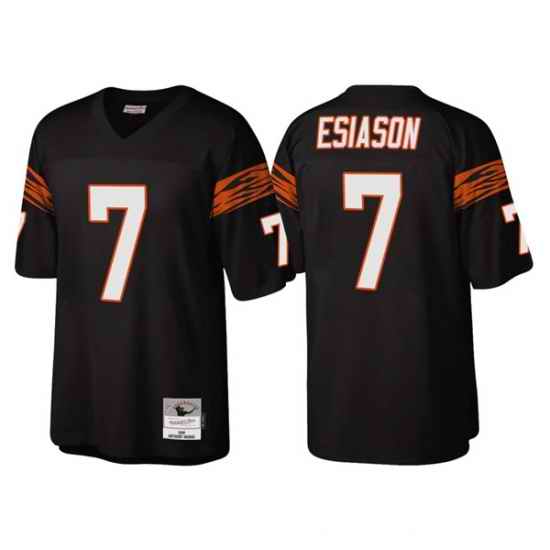 Men Cincinnati Bengals #7 Boomer Esiason Black Throwback Legacy Stitched Jerse