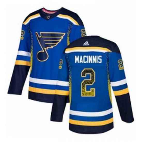 Mens Adidas St Louis Blues #2 Al Macinnis Authentic Blue Drift Fashion NHL Jersey