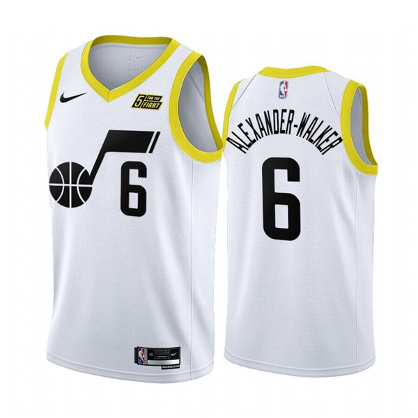 Men's Utah Jazz #6 Nickeil Alexander-Walker White 2022/23 Association Edition Stitched Basketball Jersey