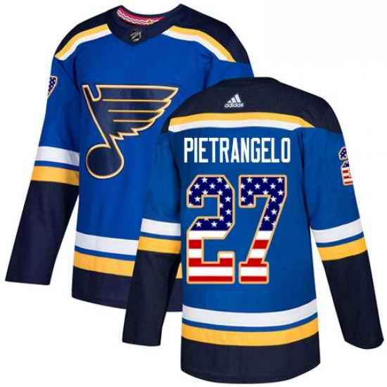 Mens Adidas St Louis Blues #27 Alex Pietrangelo Authentic Blue USA Flag Fashion NHL Jersey