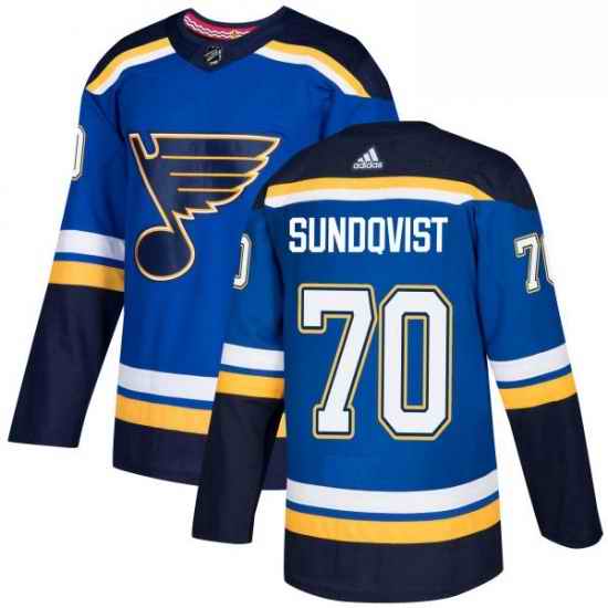 Mens Adidas St Louis Blues #70 Oskar Sundqvist Premier Royal Blue Home NHL Jersey
