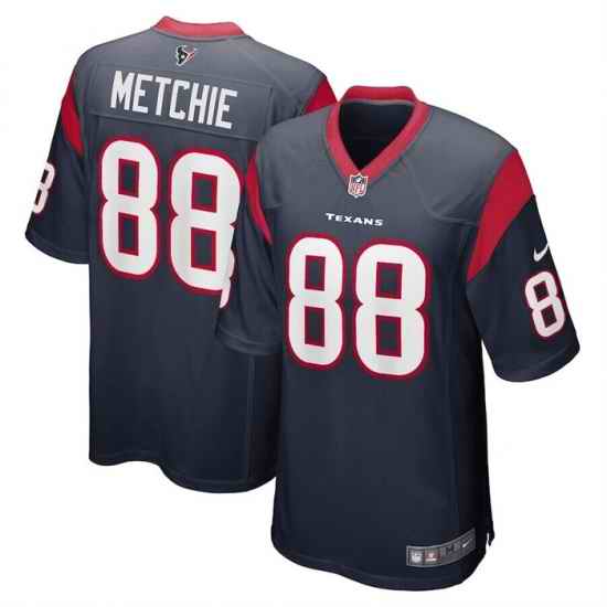 Men Houston Texans #88 John Metchie Navy Stitched Game Jersey