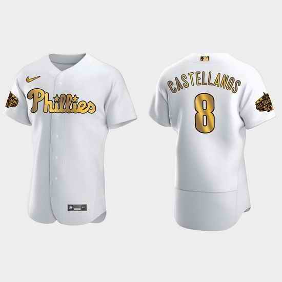 Men Philadelphia Phillies Nick Castellanos 2022 Mlb All Star Game White Gold Men Jersey