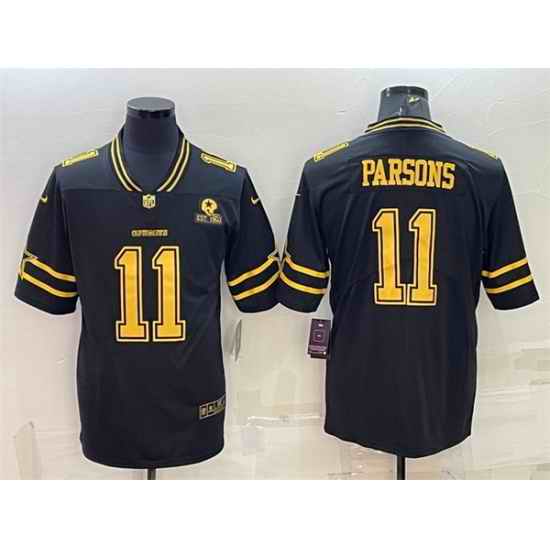 Men Dallas Cowboys #11 Micah Parsons Black Gold Edition With 1960 Patch Limited Stitched Football Jersey