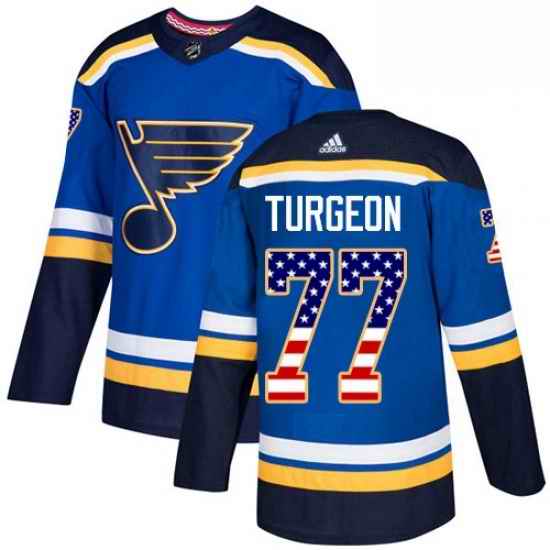 Mens Adidas St Louis Blues #77 Pierre Turgeon Authentic Blue USA Flag Fashion NHL Jersey