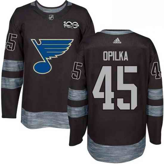 Mens Adidas St Louis Blues #45 Luke Opilka Authentic Black 1917 2017 100th Anniversary NHL Jersey