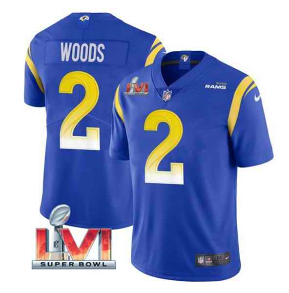 Nike Rams #2 Robert Woods Royal 2022 Super Bowl LVI Vapor Limited Jersey