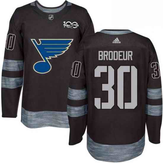 Mens Adidas St Louis Blues #30 Martin Brodeur Authentic Black 1917 2017 100th Anniversary NHL Jersey