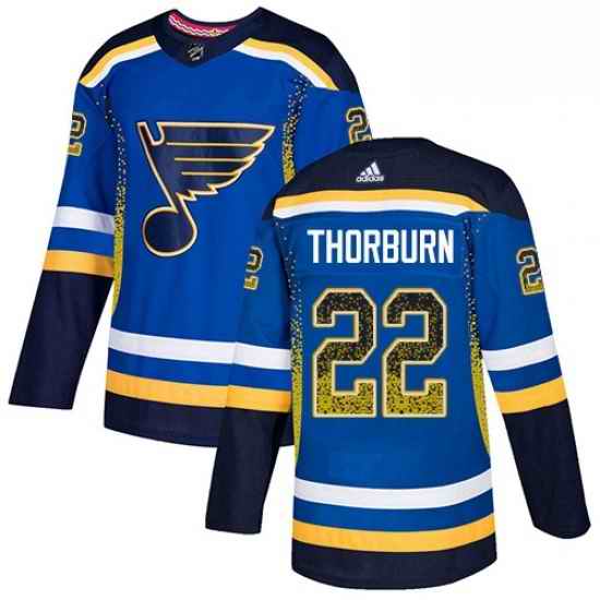 Mens Adidas St Louis Blues #22 Chris Thorburn Authentic Blue Drift Fashion NHL Jersey