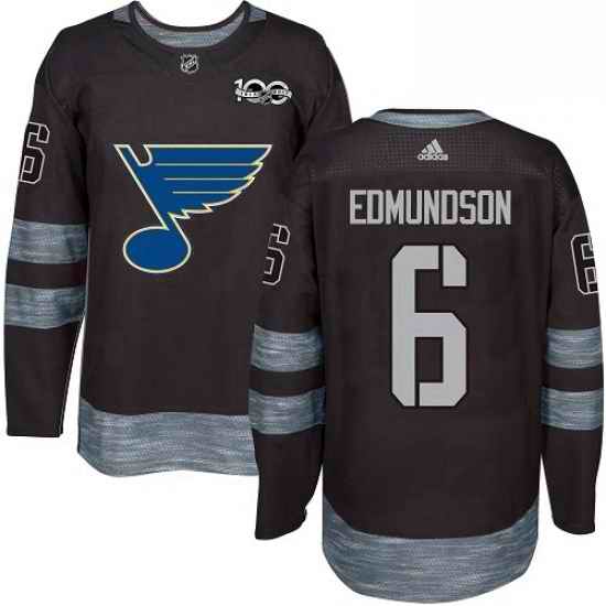 Mens Adidas St Louis Blues #6 Joel Edmundson Authentic Black 1917 2017 100th Anniversary NHL Jersey