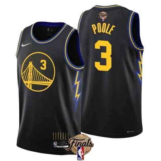 Men Golden State Warriors #3 Jordan Poole 2022 Black NBA Finals Stitched Jersey