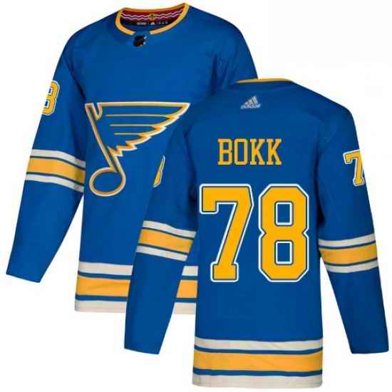 Mens Adidas St Louis Blues #78 Dominik Bokk Authentic Navy Blue Alternate NHL Jersey