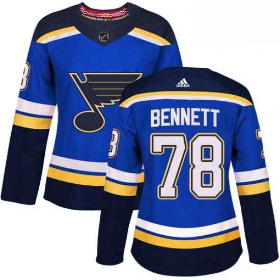 Womens Adidas St Louis Blues #78 Beau Bennett Authentic Royal Blue Home NHL Jersey