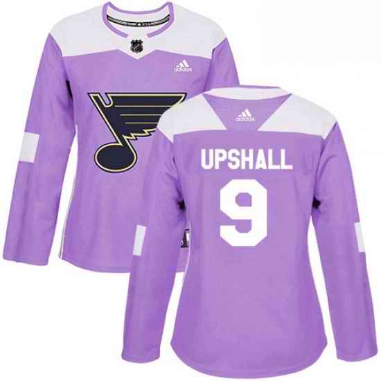 Womens Adidas St Louis Blues #9 Scottie Upshall Authentic Purple Fights Cancer Practice NHL Jersey