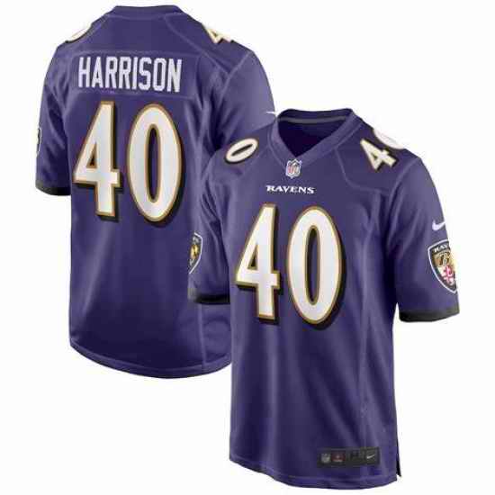 Men's Baltimore Ravens Malik Harrison #40 Nike Purple Vapor Limited Jersey
