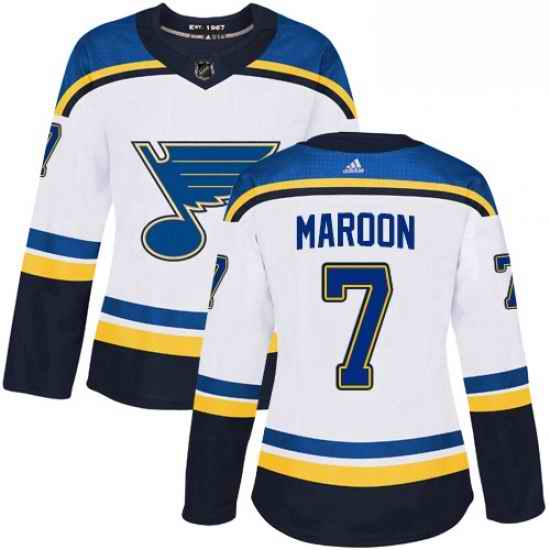 Womens Adidas St Louis Blues #7 Patrick Maroon Authentic White Away NHL Jersey