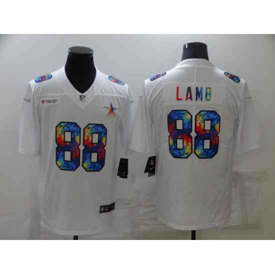 Men Dallas Cowboys #88 CeeDee Lamb Multi Color White 2020 NFL Crucial Catch Vapor Untouchable Nike Limited Jersey