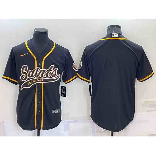 Men New Orleans Saints Blank Black Cool Base Stitched Baseball Jersey