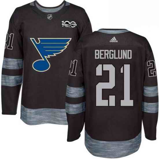 Mens Adidas St Louis Blues #21 Patrik Berglund Authentic Black 1917 2017 100th Anniversary NHL Jersey