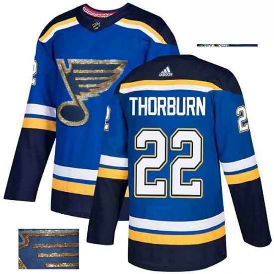 Mens Adidas St Louis Blues #22 Chris Thorburn Authentic Royal Blue Fashion Gold NHL Jersey