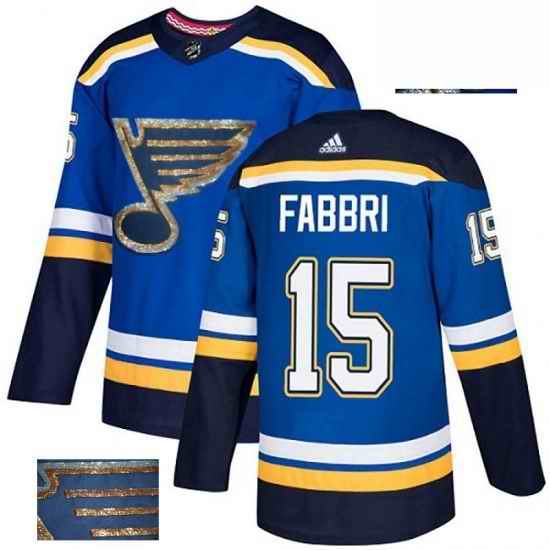 Mens Adidas St Louis Blues #15 Robby Fabbri Authentic Royal Blue Fashion Gold NHL Jersey